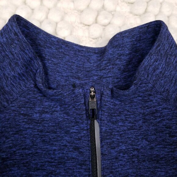 Lululemon Surge Warm 1/2 Zip Heathered Cerulean Blue / Black Sz Medium - Picture 8 of 11